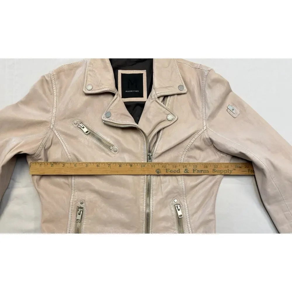 Mauritius Women's Sofia Lamb Leather Pale Pink Full Zip Jacket Women’s Size 8